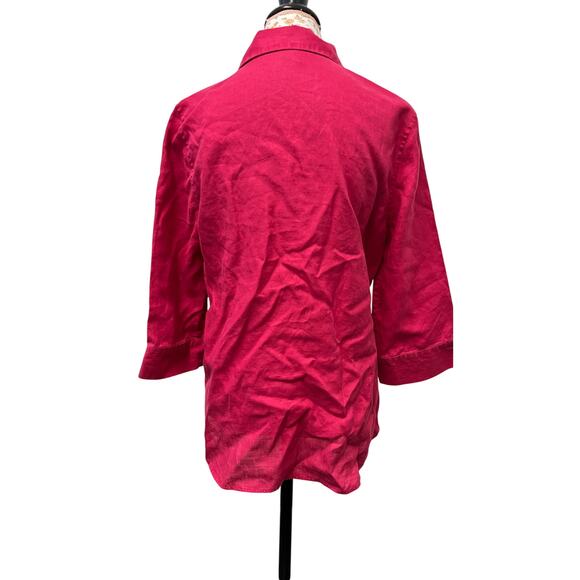 💗 Chico’s No Iron Button-Up Shirt Size 1 (8/10) – Pink Classic Easy Care Blouse - Picture 3 of 4